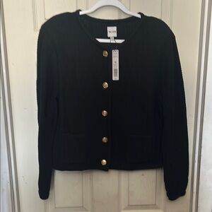 Chic Black Sweater with Gold Accents